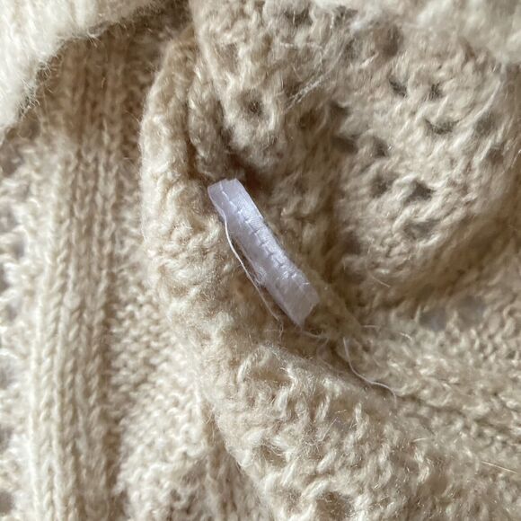 JJ Basics Sweater Sz L Cuffed Sleeves Open Knit Oatmeal Color Nordstrom Casual - Picture 5 of 9